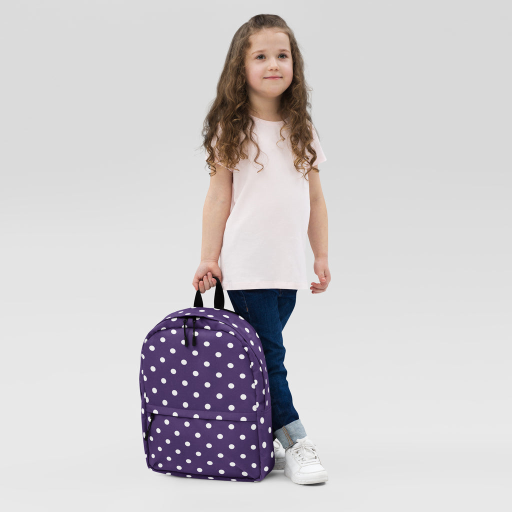 Girls Purple Polka Dot Backpack - Water-Resistant School Bag With Adjustable Padded Straps & Breathable Mesh Back