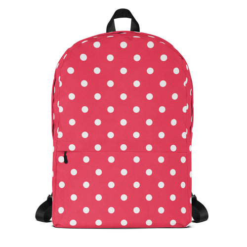 Girls Bright Pink Polka Dot Backpack - Water-Resistant School Bag With Adjustable Padded Straps & Breathable Mesh Back
