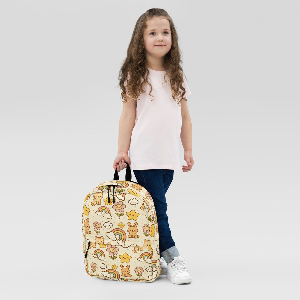 Girls Rainbow Bunny Cat Backpack - Water-Resistant School Bag With Adjustable Padded Straps & Breathable Mesh Back
