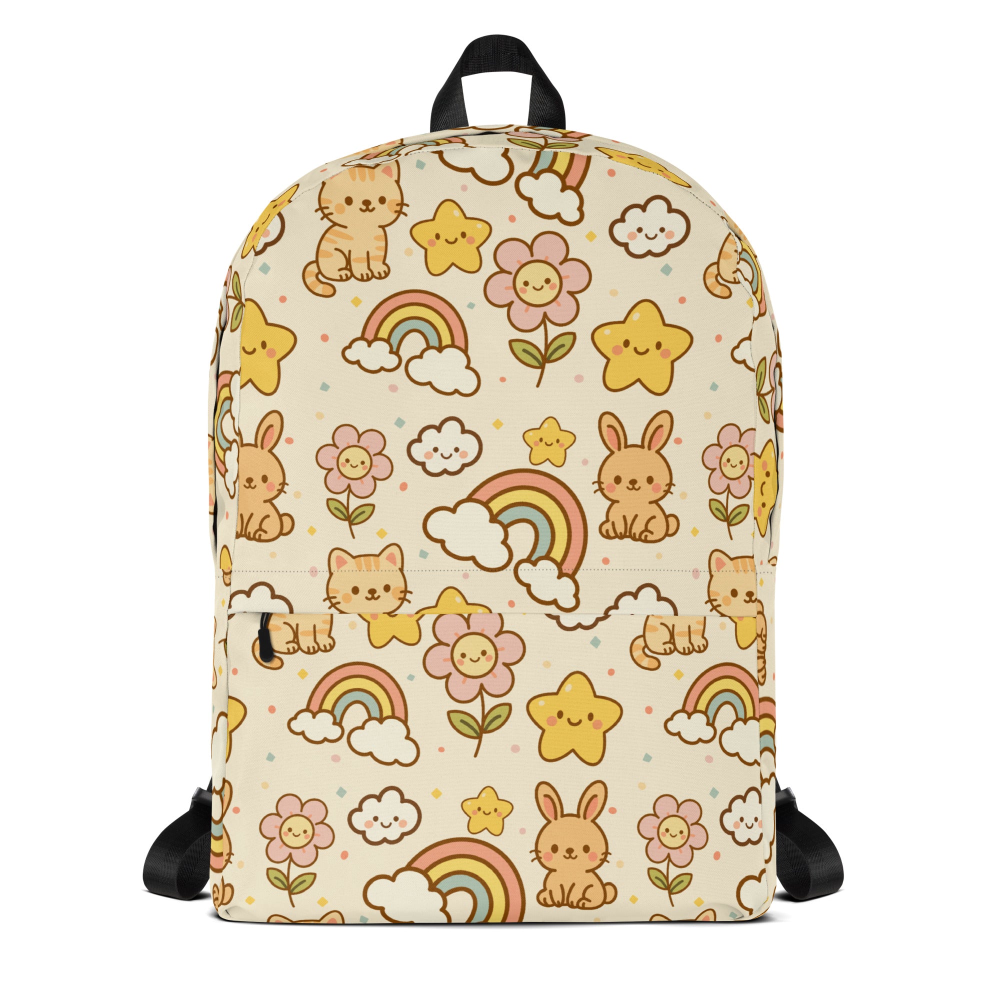 Girls Rainbow Bunny Cat Backpack - Water-Resistant School Bag With Adjustable Padded Straps & Breathable Mesh Back