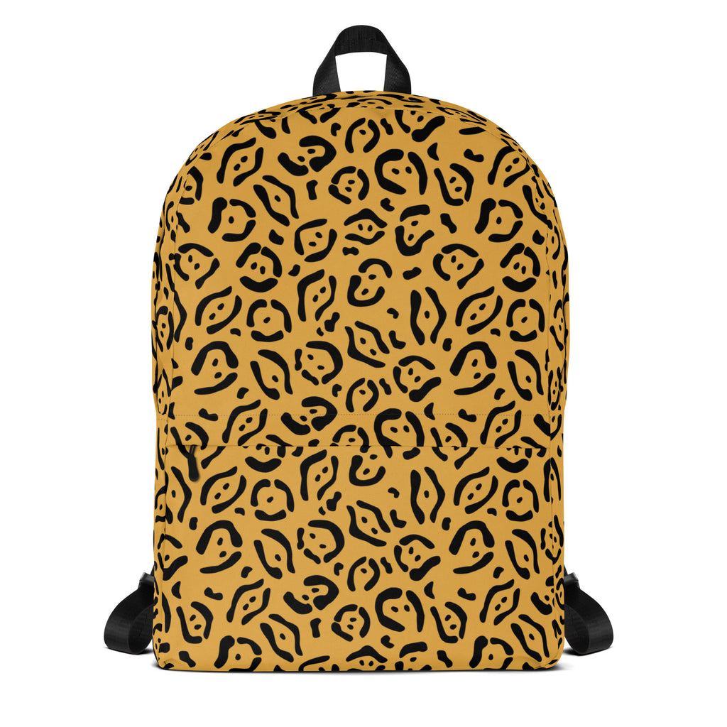 Kids Gold Leopard Print Backpack - Water-Resistant School Bag With Adjustable Padded Straps & Breathable Mesh Back