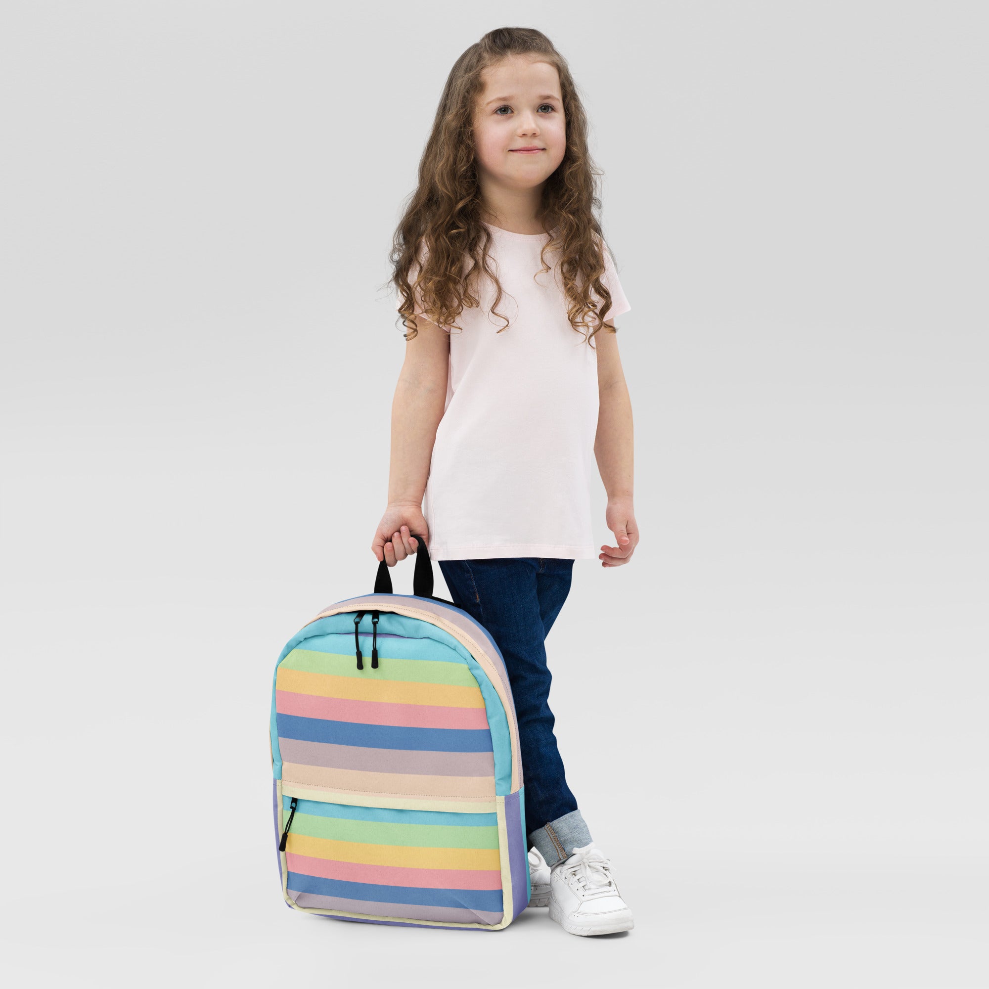 Girls Colorful Stripe Backpack - Water-Resistant School Bag With Adjustable Padded Straps & Breathable Mesh Back