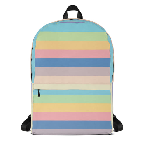 Girls Colorful Stripe Backpack - Water-Resistant School Bag With Adjustable Padded Straps & Breathable Mesh Back