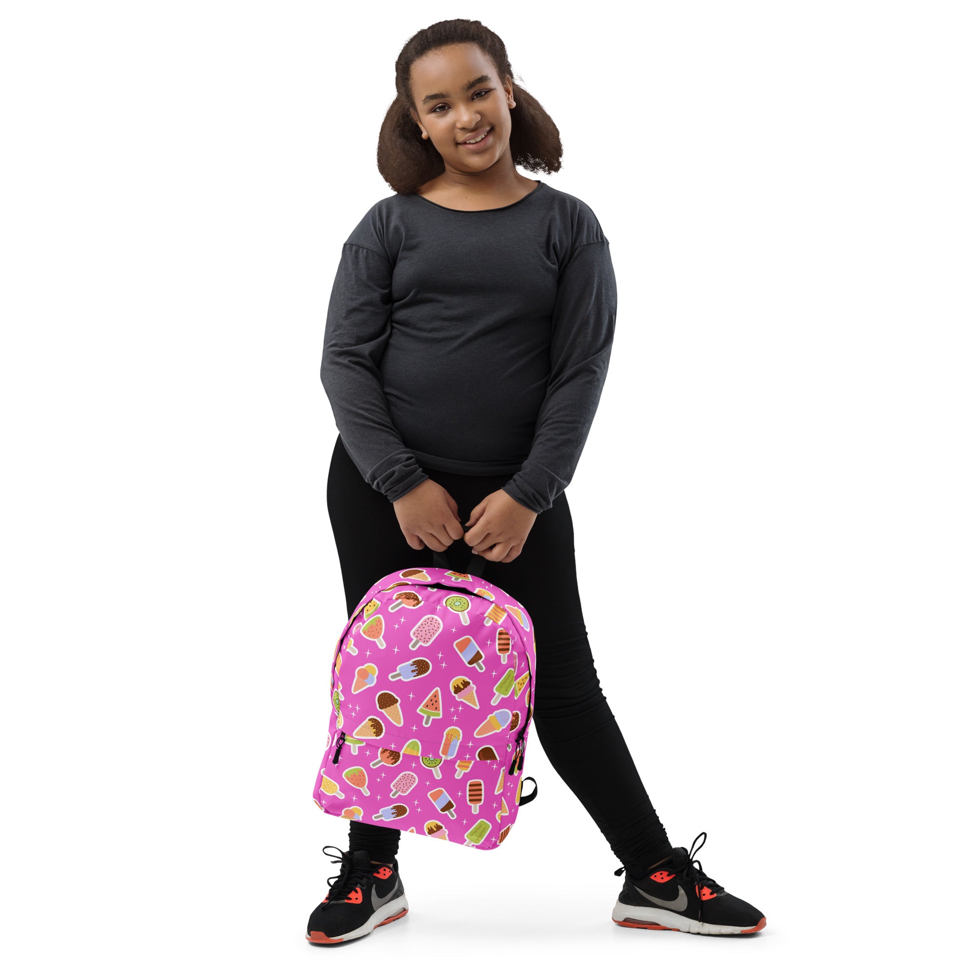 Girls Pink Ice Cream Backpack - Water-Resistant School Bag With Adjustable Padded Straps & Breathable Mesh Back