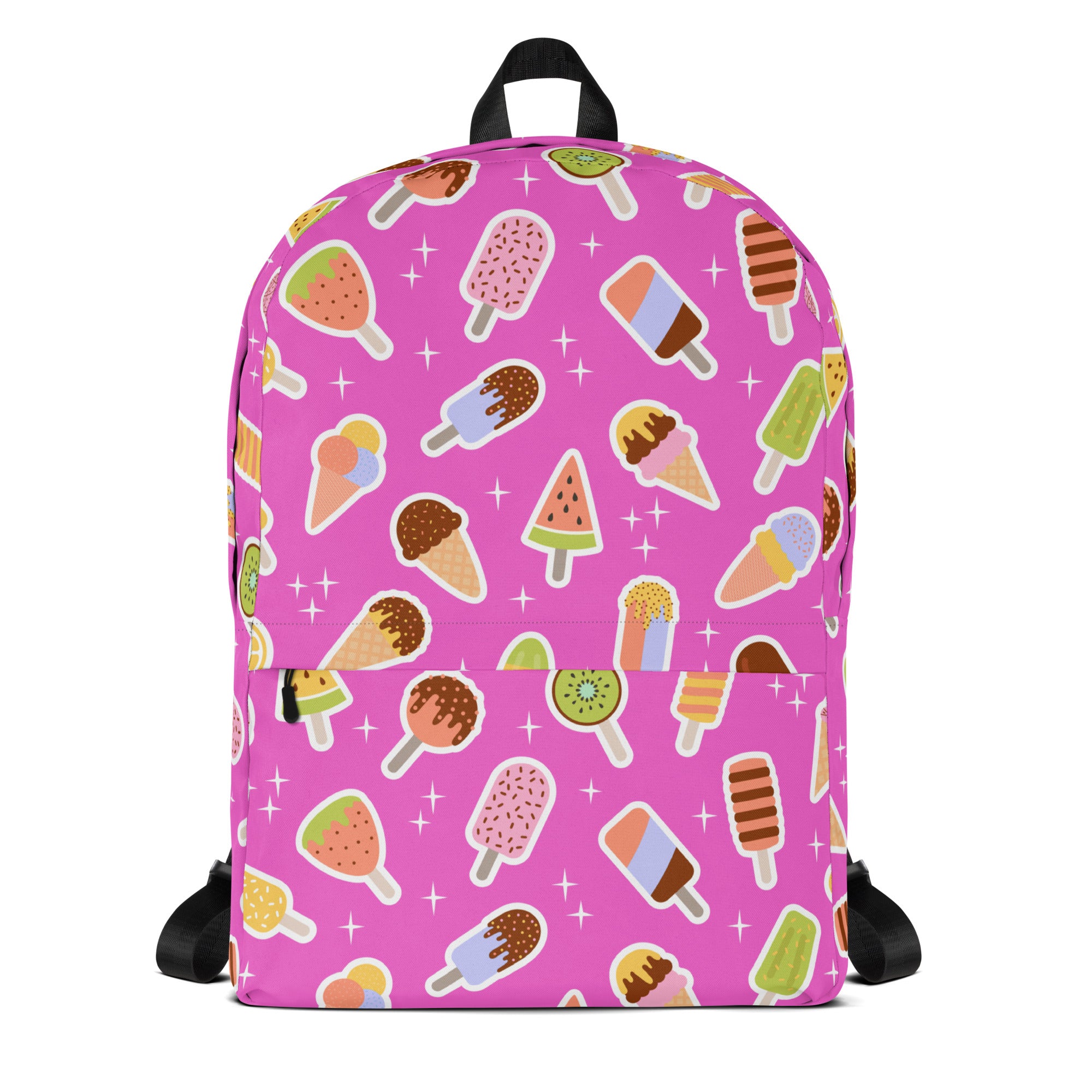 Girls Pink Ice Cream Backpack - Water-Resistant School Bag With Adjustable Padded Straps & Breathable Mesh Back