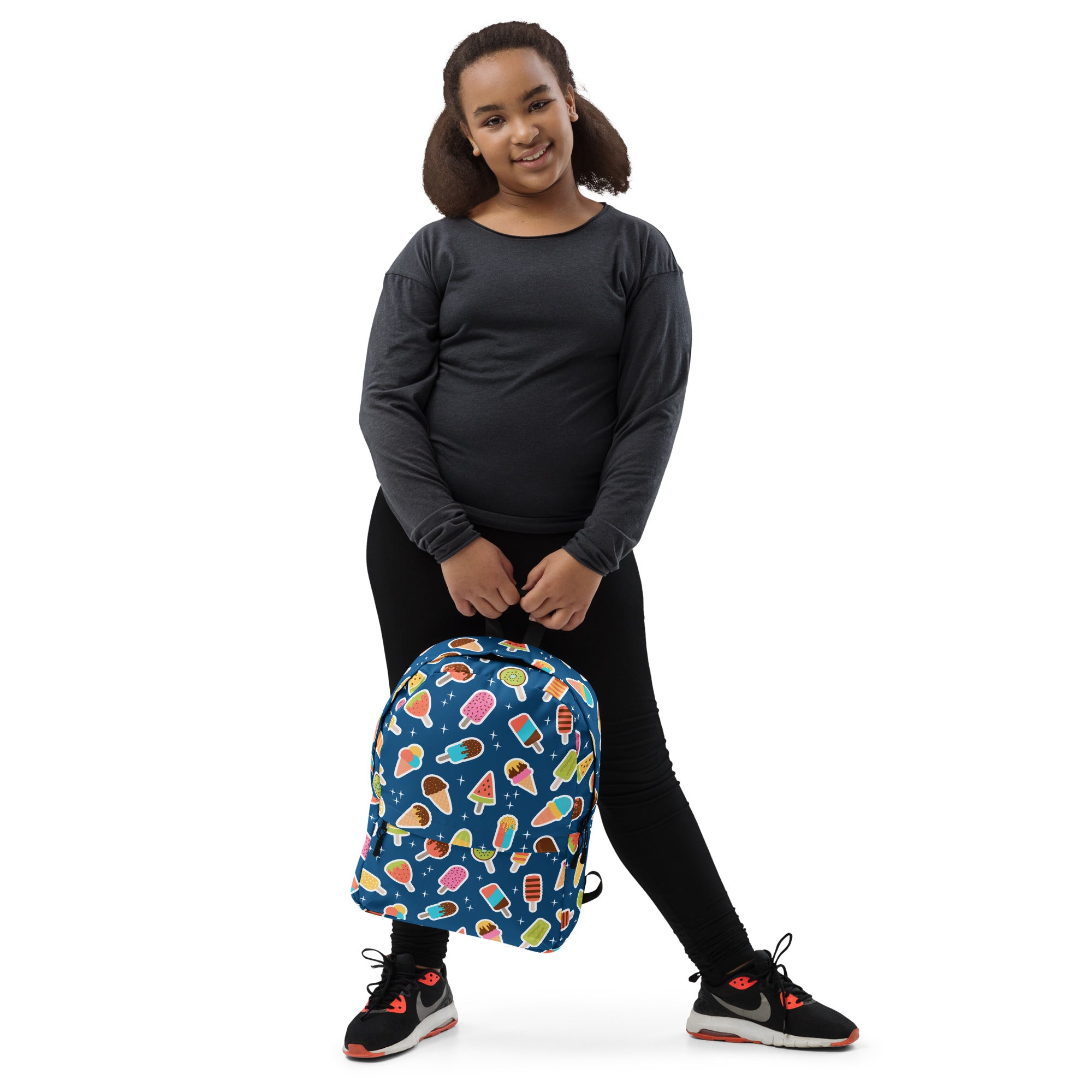 Girls Blue Ice Cream Backpack - Water-Resistant School Bag With Adjustable Padded Straps & Breathable Mesh Back