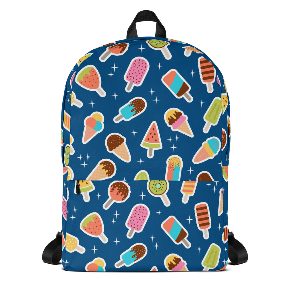 Girls Blue Ice Cream Backpack - Water-Resistant School Bag With Adjustable Padded Straps & Breathable Mesh Back