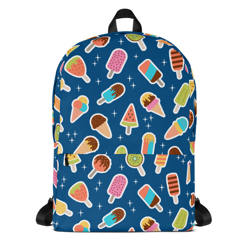 Girls Blue Ice Cream Backpack - Water-Resistant School Bag With Adjustable Padded Straps & Breathable Mesh Back