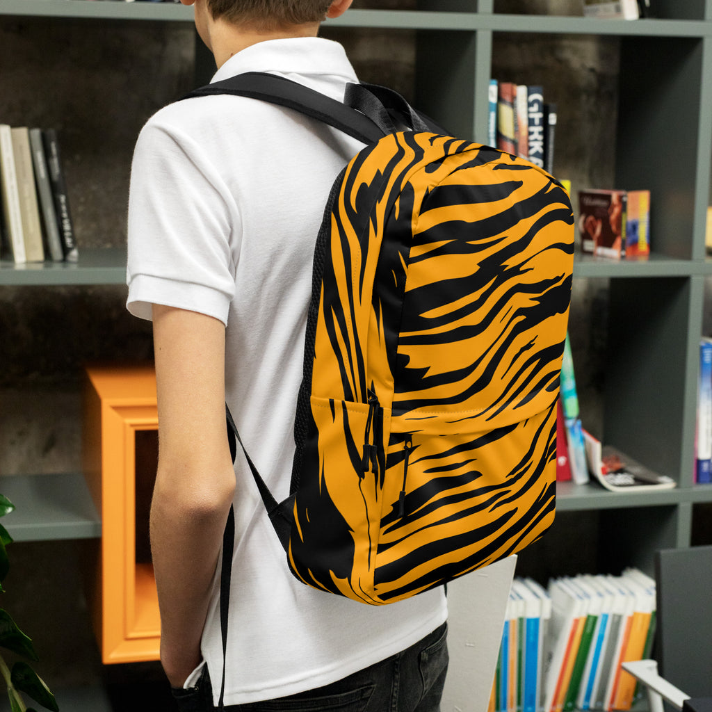 Kids Tiger Stripe Backpack - Water-Resistant School Bag With Adjustable Padded Straps & Breathable Mesh Back