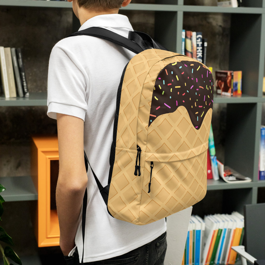 Kids Chocolate Ice Cream Cone Backpack - Water-Resistant School Bag With Adjustable Padded Straps & Breathable Mesh Back