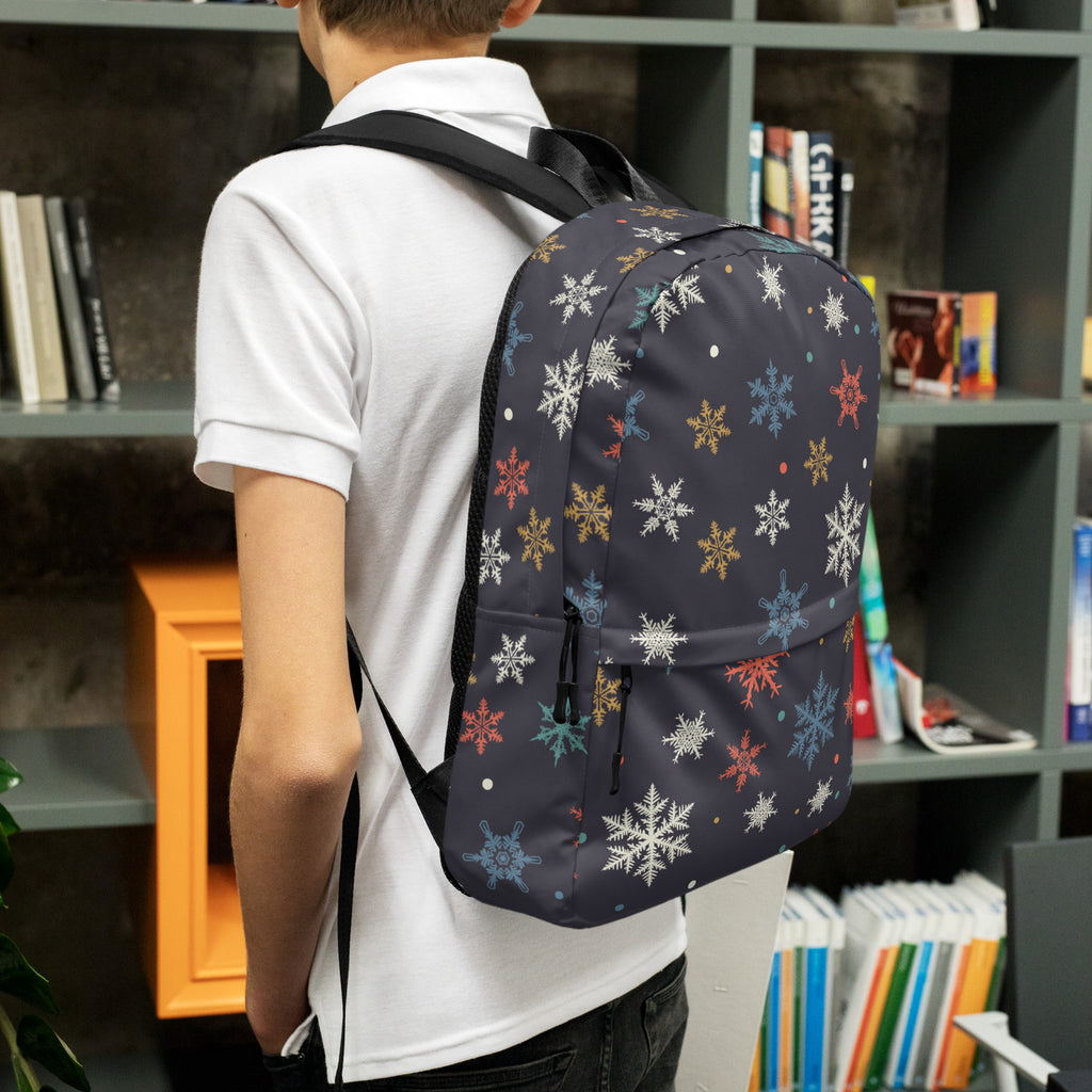 Kids Colorful Snowflake Christmas Backpack - Water-Resistant School Bag With Adjustable Padded Straps & Breathable Mesh Back