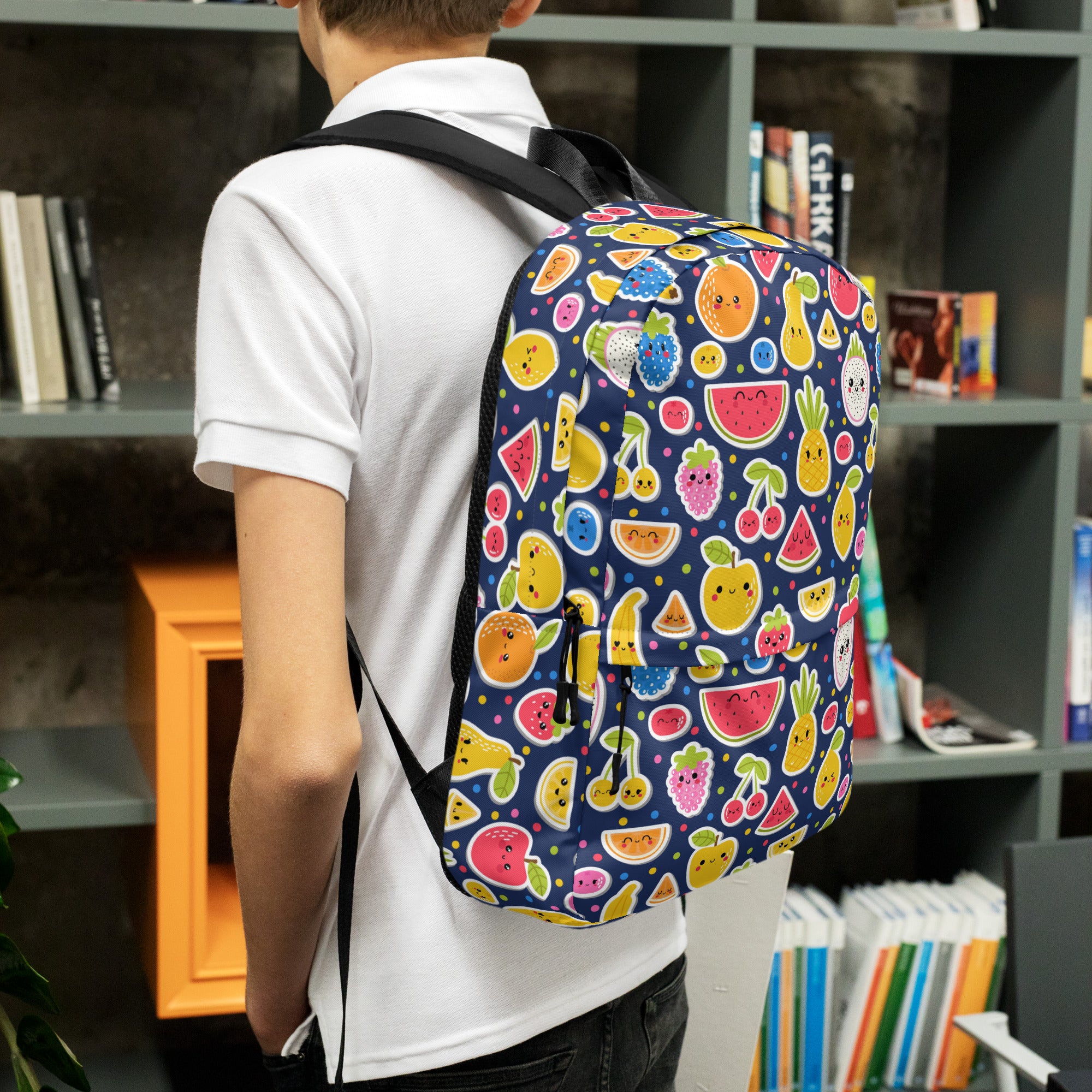 Kids Emoji Fruit Backpack - Water-Resistant School Bag With Adjustable Padded Straps & Breathable Mesh Back