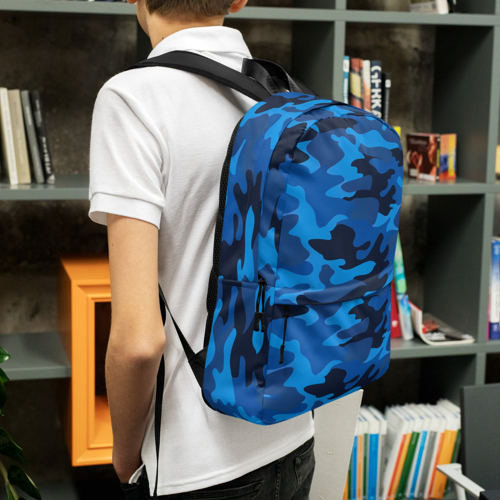 Kids Blue Camouflage Backpack - Water-Resistant School Bag With Adjustable Padded Straps & Breathable Mesh Back