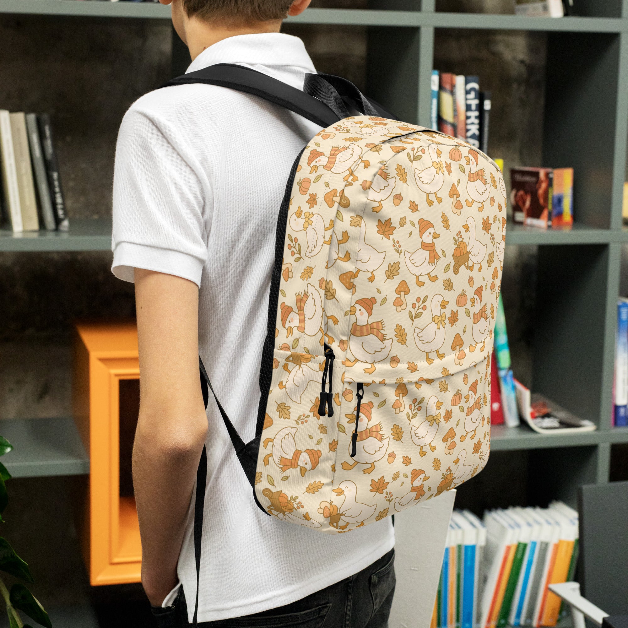 Kids Autumn Ducks Backpack - Water-Resistant School Bag With Adjustable Padded Straps & Breathable Mesh Back