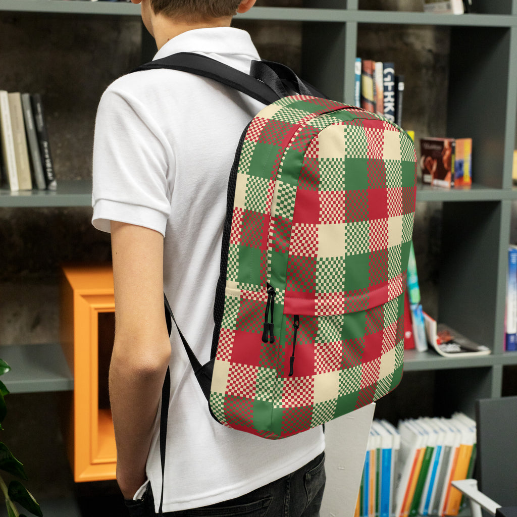 Kids Christmas Plaid Backpack - Water-Resistant School Bag With Adjustable Padded Straps & Breathable Mesh Back