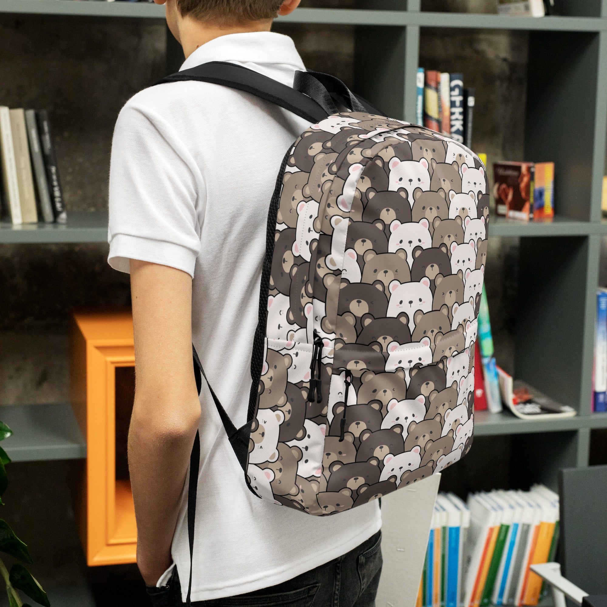 Kids Bear Face Backpack - Water-Resistant School Bag With Adjustable Padded Straps & Breathable Mesh Back
