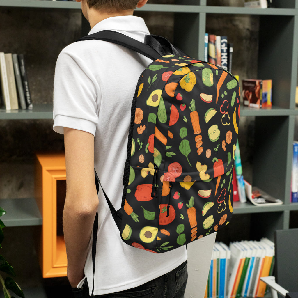 Kids Veggies & Fruit Backpack - Water-Resistant School Bag With Adjustable Padded Straps & Breathable Mesh Back