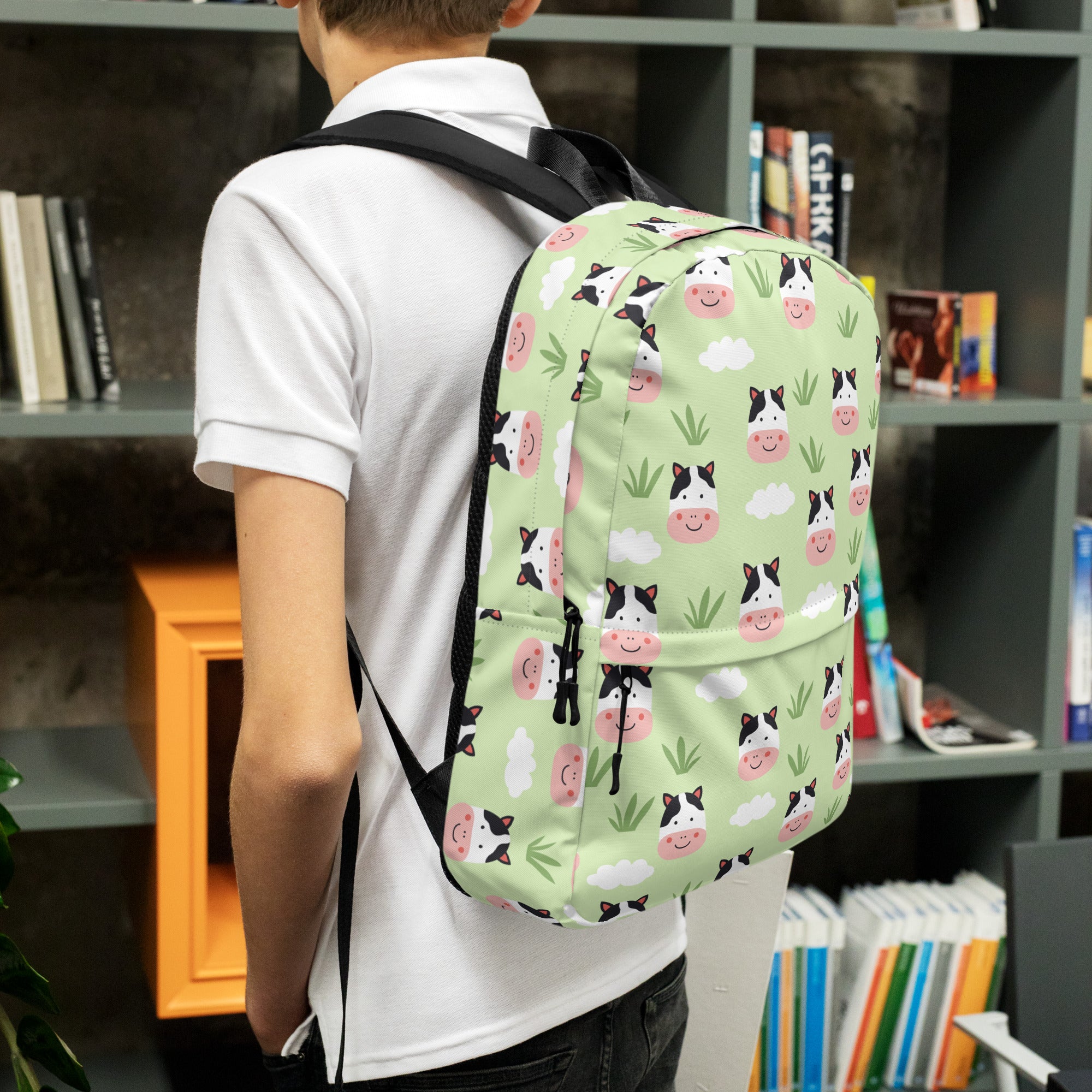 Kids Cow Backpack - Water-Resistant School Bag With Adjustable Padded Straps & Breathable Mesh Back