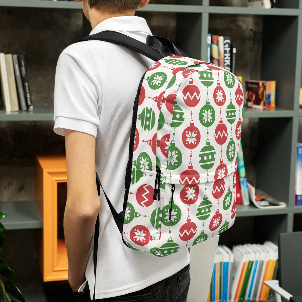 Kids Christmas Ornament Backpack - Water-Resistant School Bag With Adjustable Padded Straps & Breathable Mesh Back