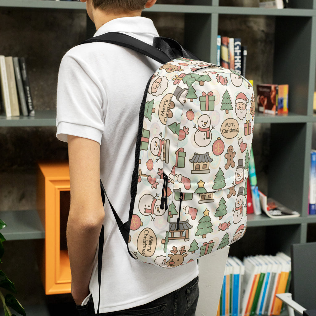 Kids Pastel Christmas Backpack - Water-Resistant School Bag With Adjustable Padded Straps & Breathable Mesh Back (Copy)