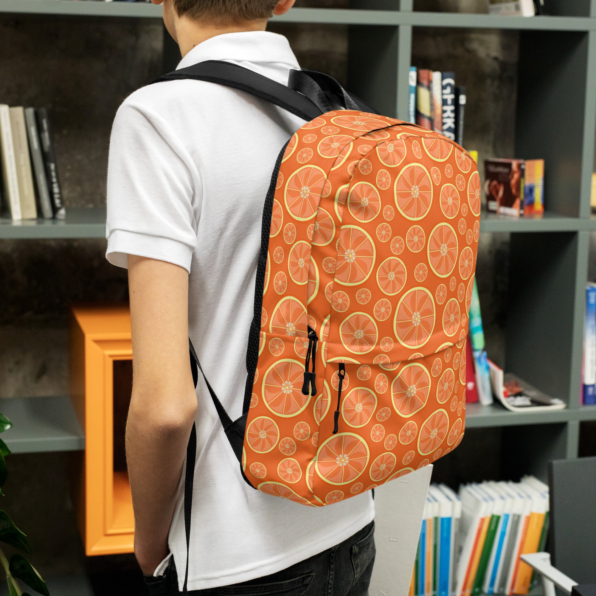 Kids Orange Citrus Backpack - Water-Resistant School Bag With Adjustable Padded Straps & Breathable Mesh Back