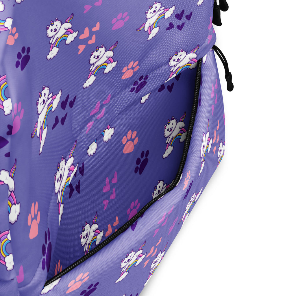 Girls Purple Caticorn Backpack - Water-Resistant School Bag With Adjustable Padded Straps & Breathable Mesh Back