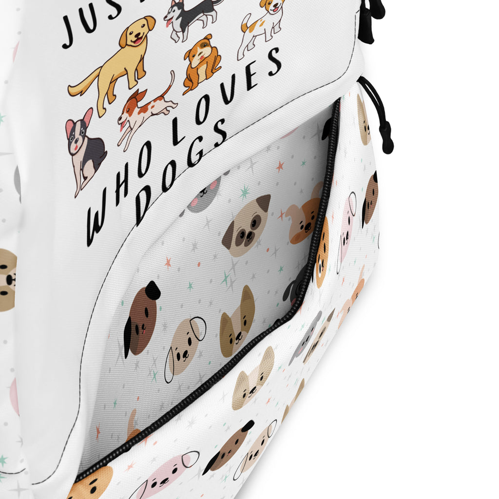 Girls 'Just A Girl Who Loves Dogs' Dog Face Backpack - Water-Resistant School Bag With Adjustable Padded Straps & Breathable Mesh Back