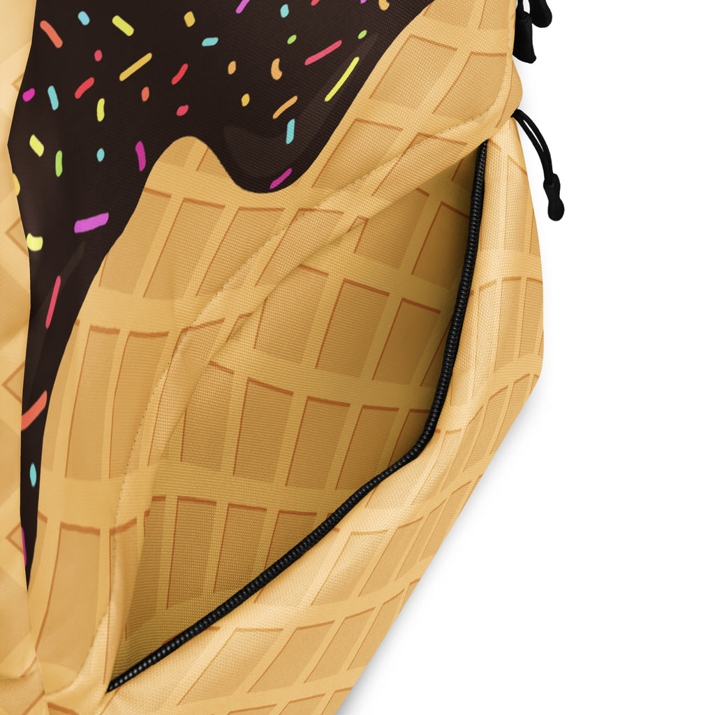 Kids Chocolate Ice Cream Cone Backpack - Water-Resistant School Bag With Adjustable Padded Straps & Breathable Mesh Back