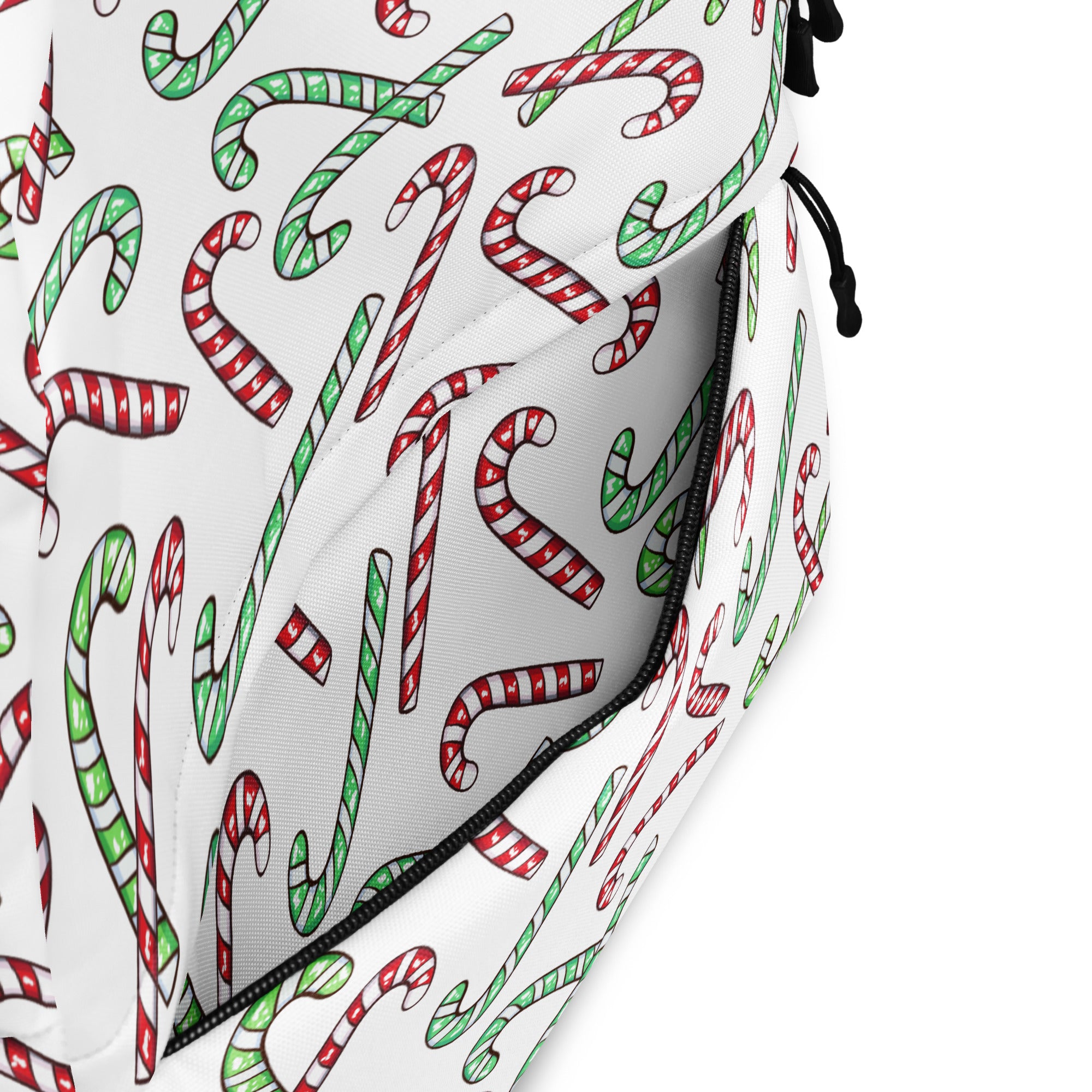 Kids Red & Green Candy Cane Christmas Backpack - Water-Resistant School Bag With Adjustable Padded Straps & Breathable Mesh Back