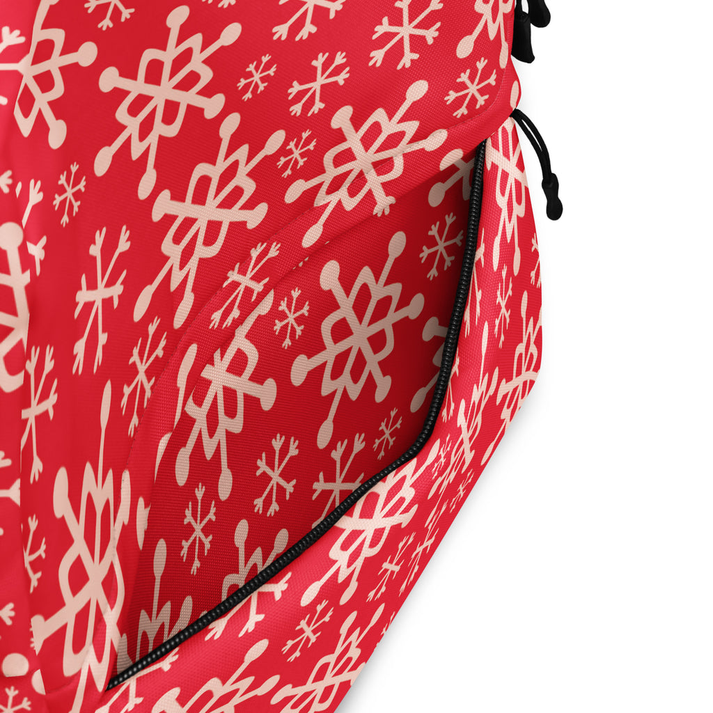 Kids Red Snowflake Backpack - Water-Resistant School Bag With Adjustable Padded Straps & Breathable Mesh Back