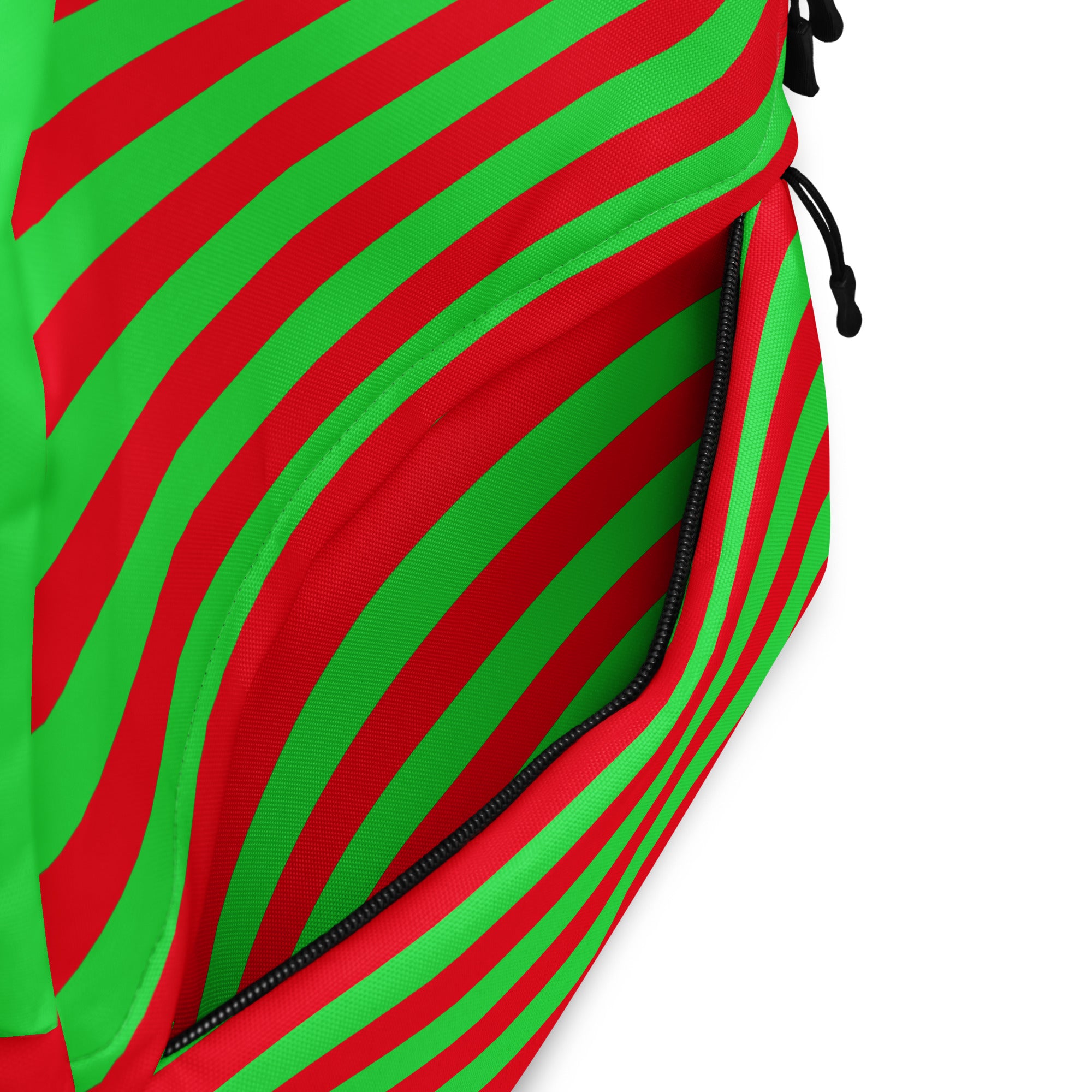Kids Striped Red & Green Christmas Backpack - Water-Resistant School Bag With Adjustable Padded Straps & Breathable Mesh Back