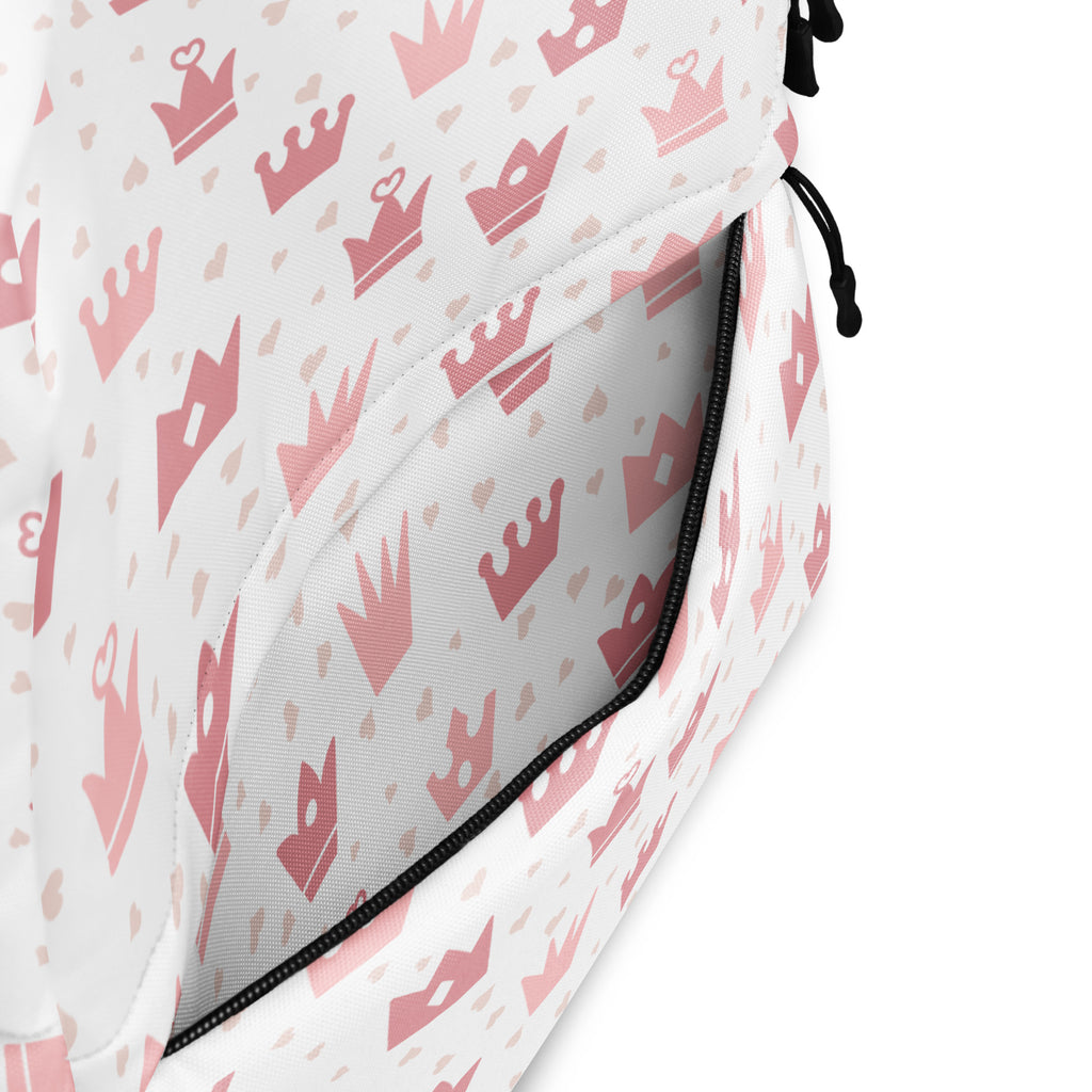 Girls Pink Crowns Backpack - Water-Resistant School Bag With Adjustable Padded Straps & Breathable Mesh Back