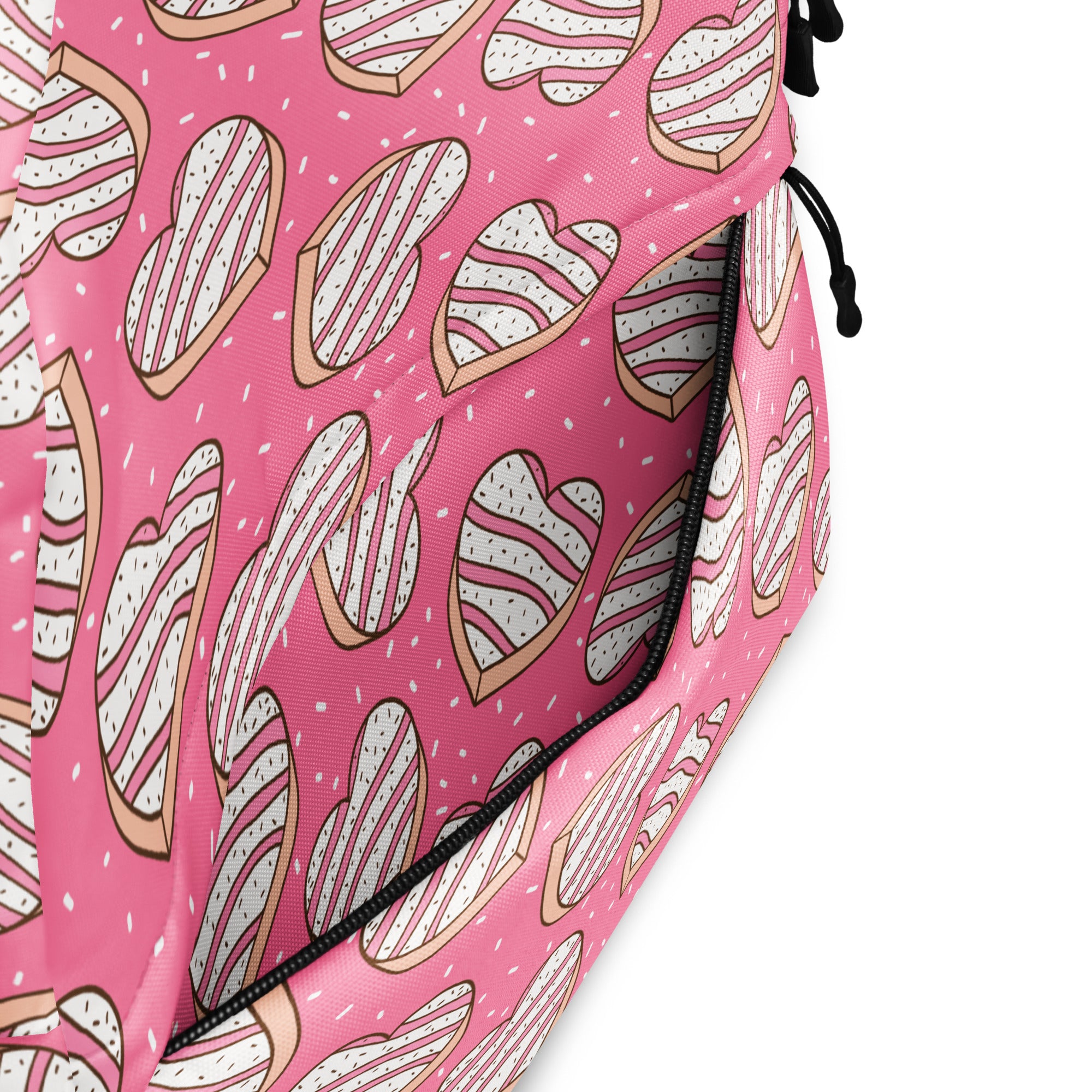 Girls Pink Heart Cookies Backpack - Water-Resistant School Bag With Adjustable Padded Straps & Breathable Mesh Back