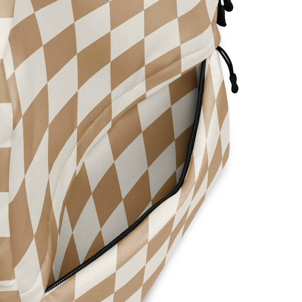 Kids Neutral Checkerboard Backpack - Water-Resistant School Bag With Adjustable Padded Straps & Breathable Mesh Back