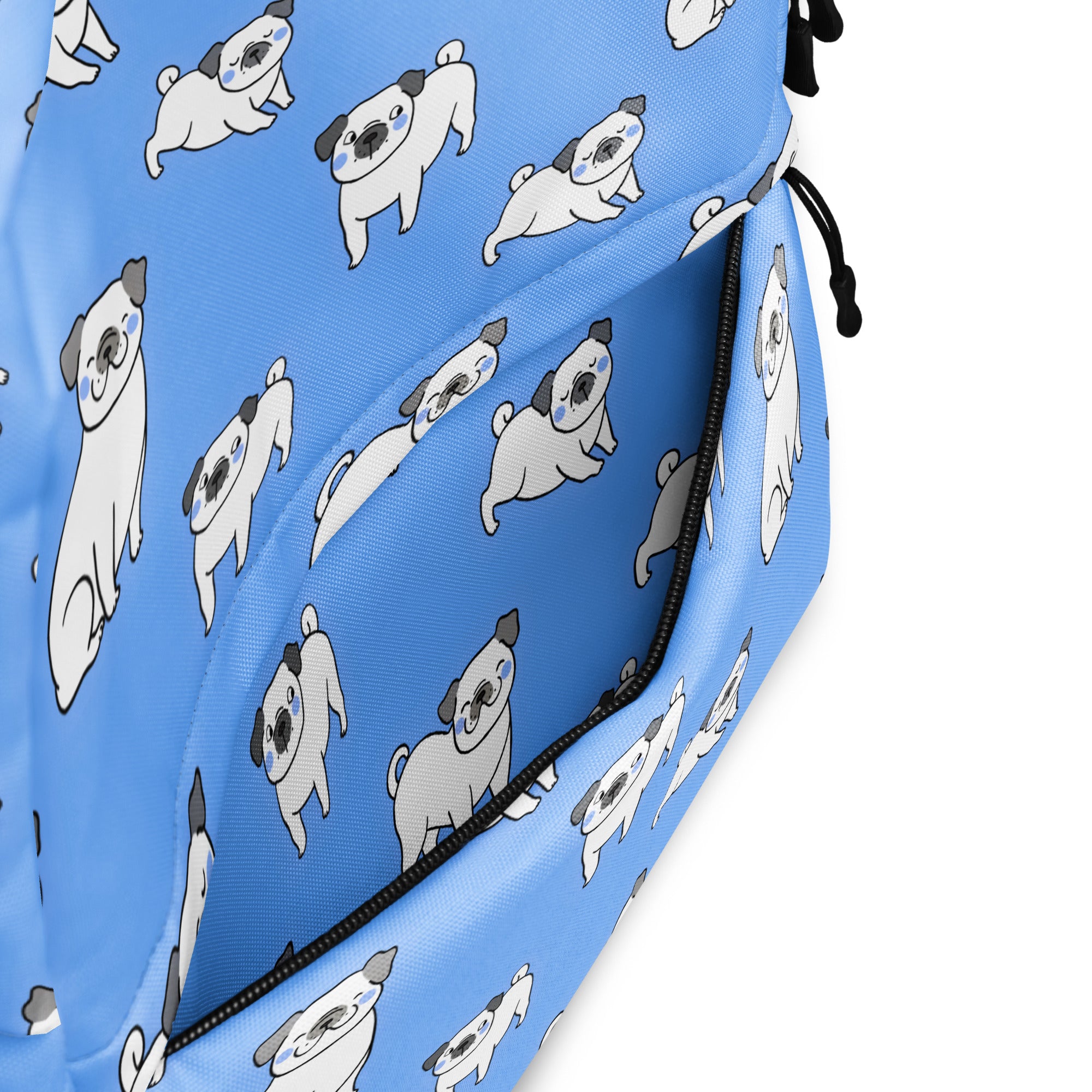 Kids Blue Pug Backpack - Water-Resistant School Bag With Adjustable Padded Straps & Breathable Mesh Back