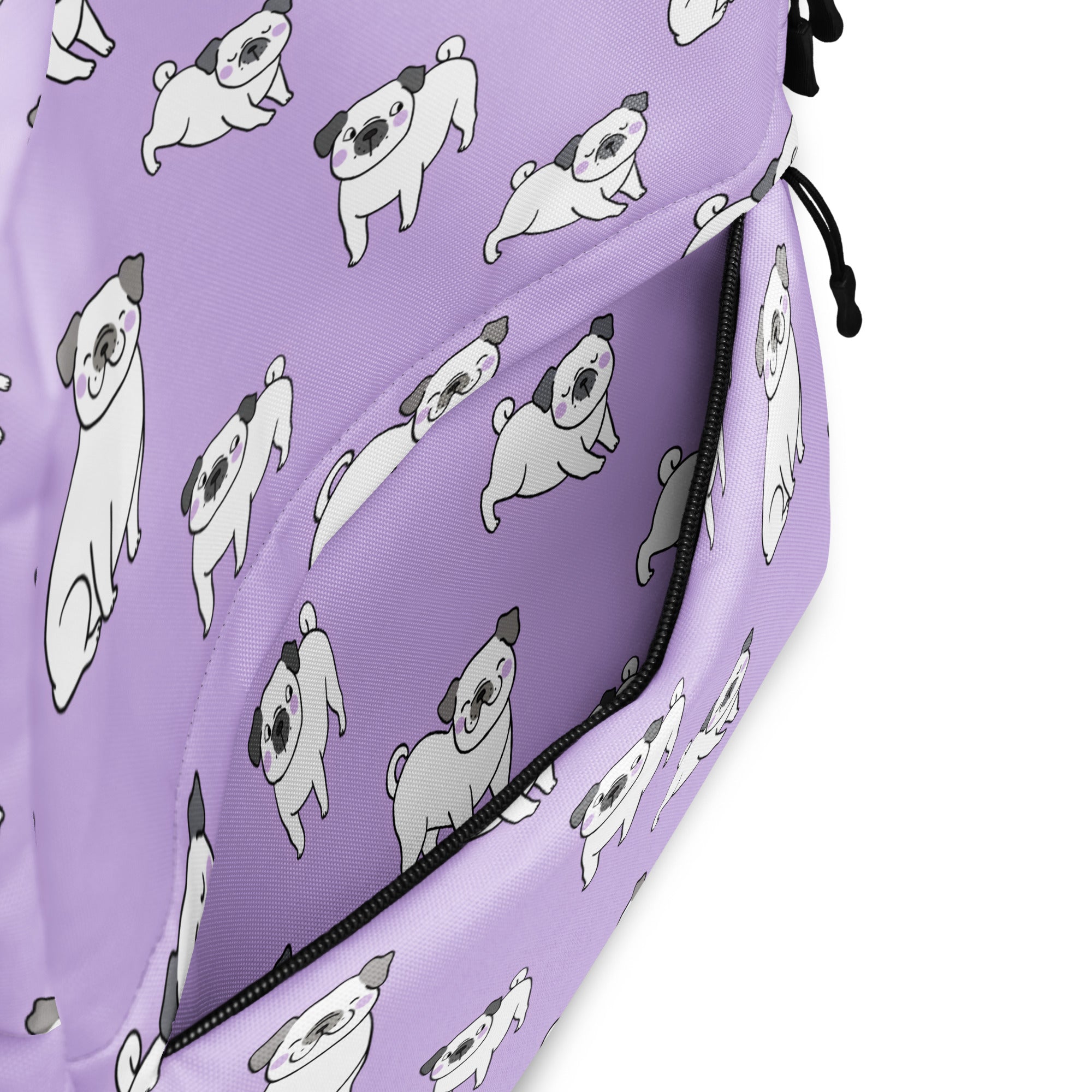 Kids Purple Pug Backpack - Water-Resistant School Bag With Adjustable Padded Straps & Breathable Mesh Back