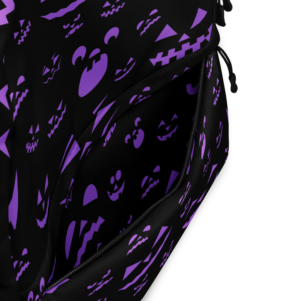 Kids Purple Jack-O’-Lantern Halloween Backpack - Water-Resistant School Bag With Adjustable Padded Straps & Breathable Mesh Back