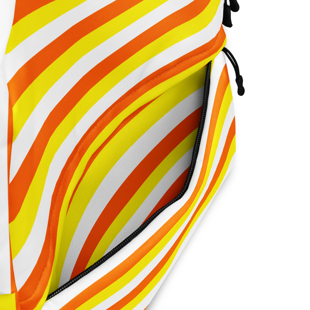 Kids Candy Corn Stripes Backpack - Water-Resistant School Bag With Adjustable Padded Straps & Breathable Mesh Back