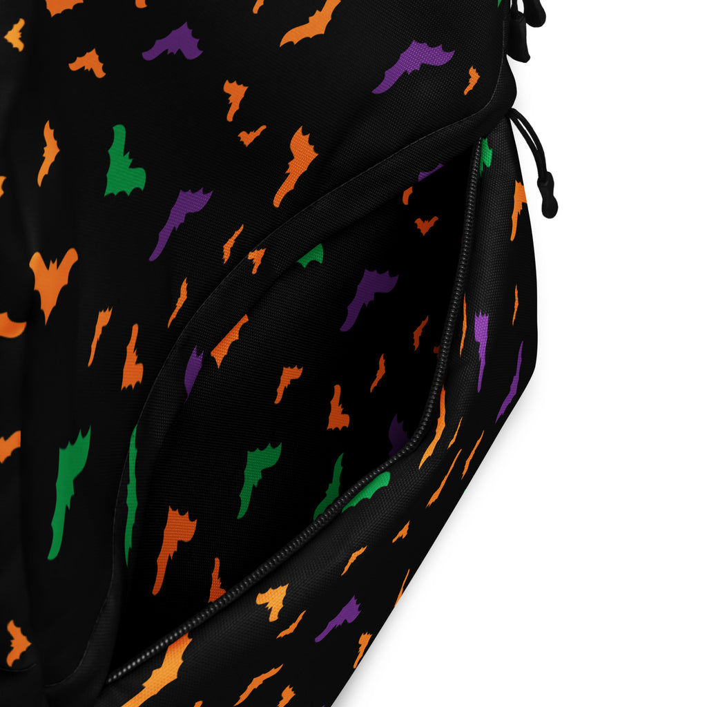 Kids Colorful Halloween Bat Backpack - Water-Resistant School Bag With Adjustable Padded Straps & Breathable Mesh Back