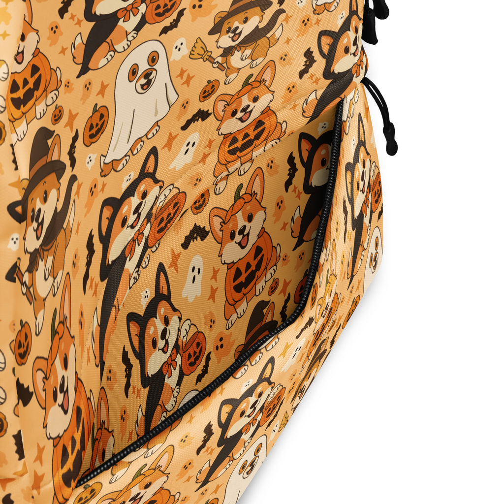 Kids Halloween Corgi Backpack - Water-Resistant School Bag With Adjustable Padded Straps & Breathable Mesh Back