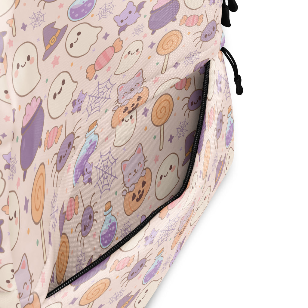 Girls Pastel Halloween Backpack - Water-Resistant School Bag With Adjustable Padded Straps & Breathable Mesh Back