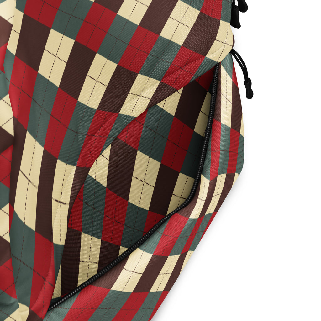 Kids Rustic Argyle Christmas Backpack - Water-Resistant School Bag With Adjustable Padded Straps & Breathable Mesh Back