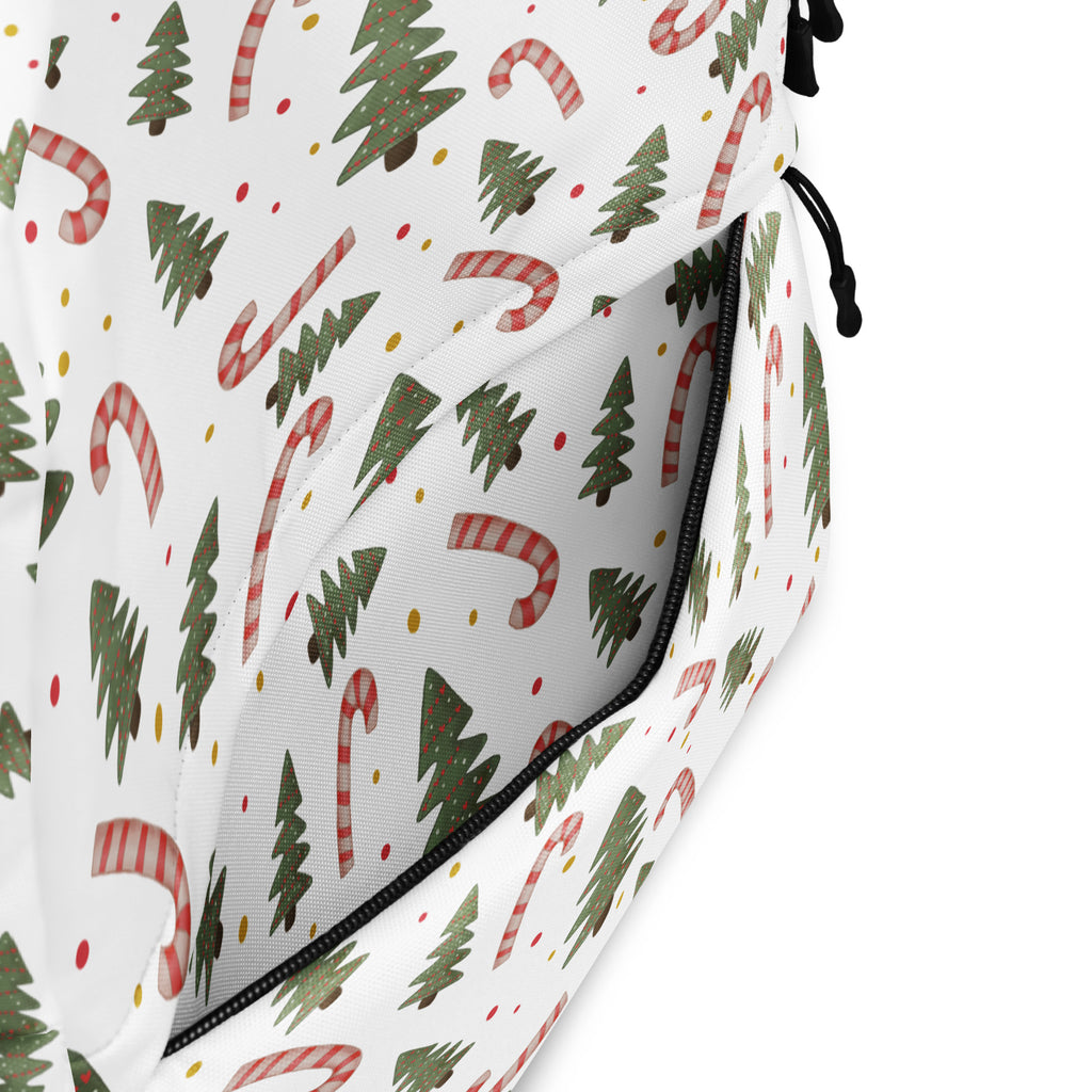 Kids Candy Cane Christmas Tree Backpack - Water-Resistant School Bag With Adjustable Padded Straps & Breathable Mesh Back