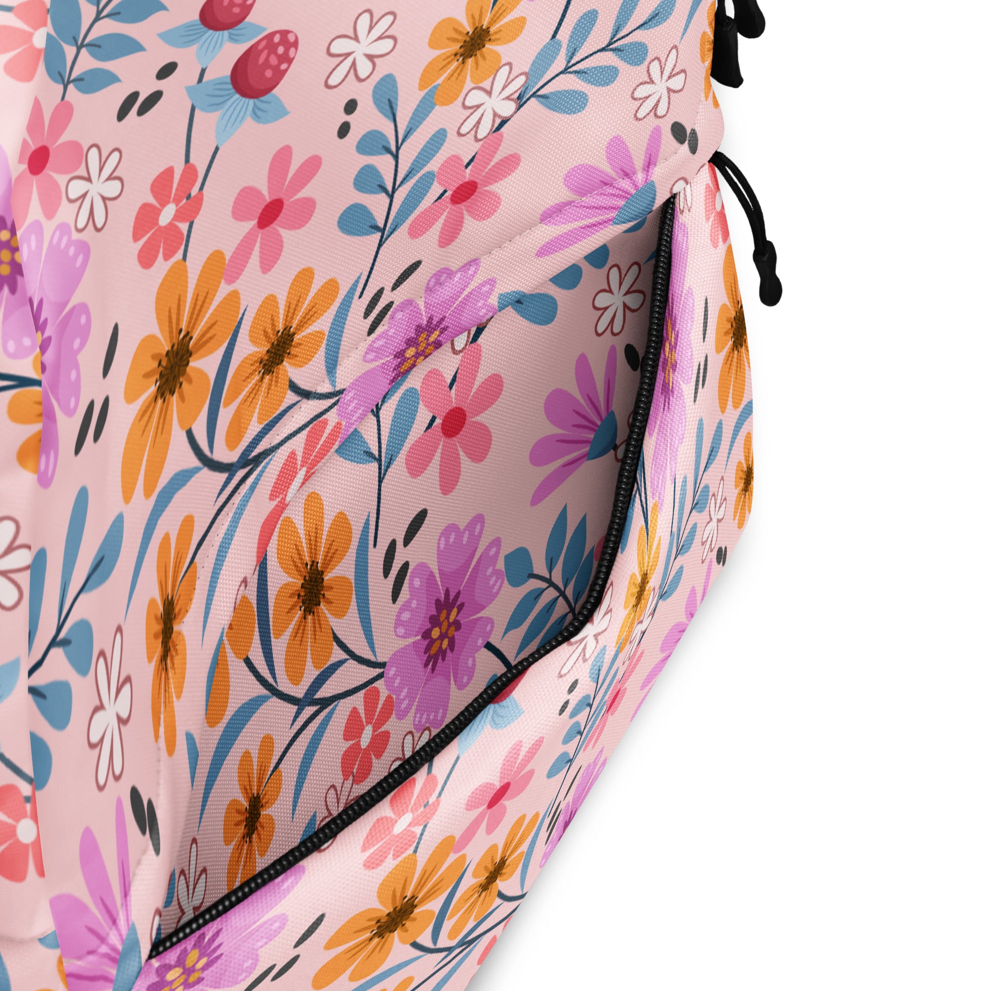 Girls Pink Floral Backpack - Water-Resistant School Bag With Adjustable Padded Straps & Breathable Mesh Back