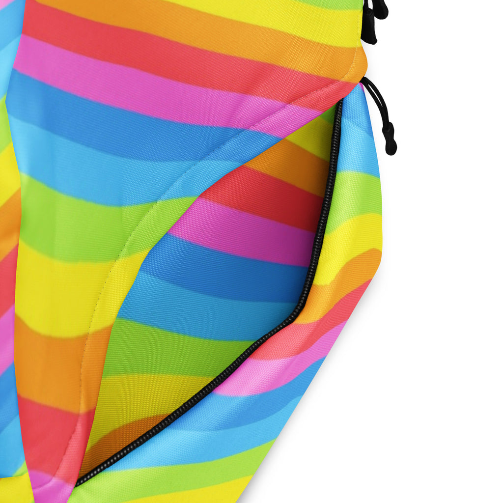 Girls Rainbow Stripe Backpack - Water-Resistant School Bag With Adjustable Padded Straps & Breathable Mesh Back