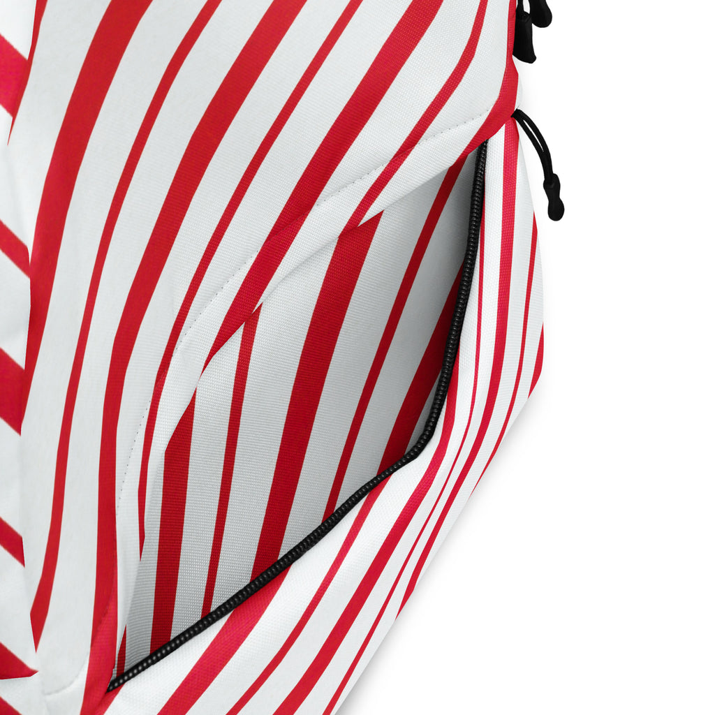 Kids Candy Cane Stripe Backpack - Water-Resistant School Bag With Adjustable Padded Straps & Breathable Mesh Back