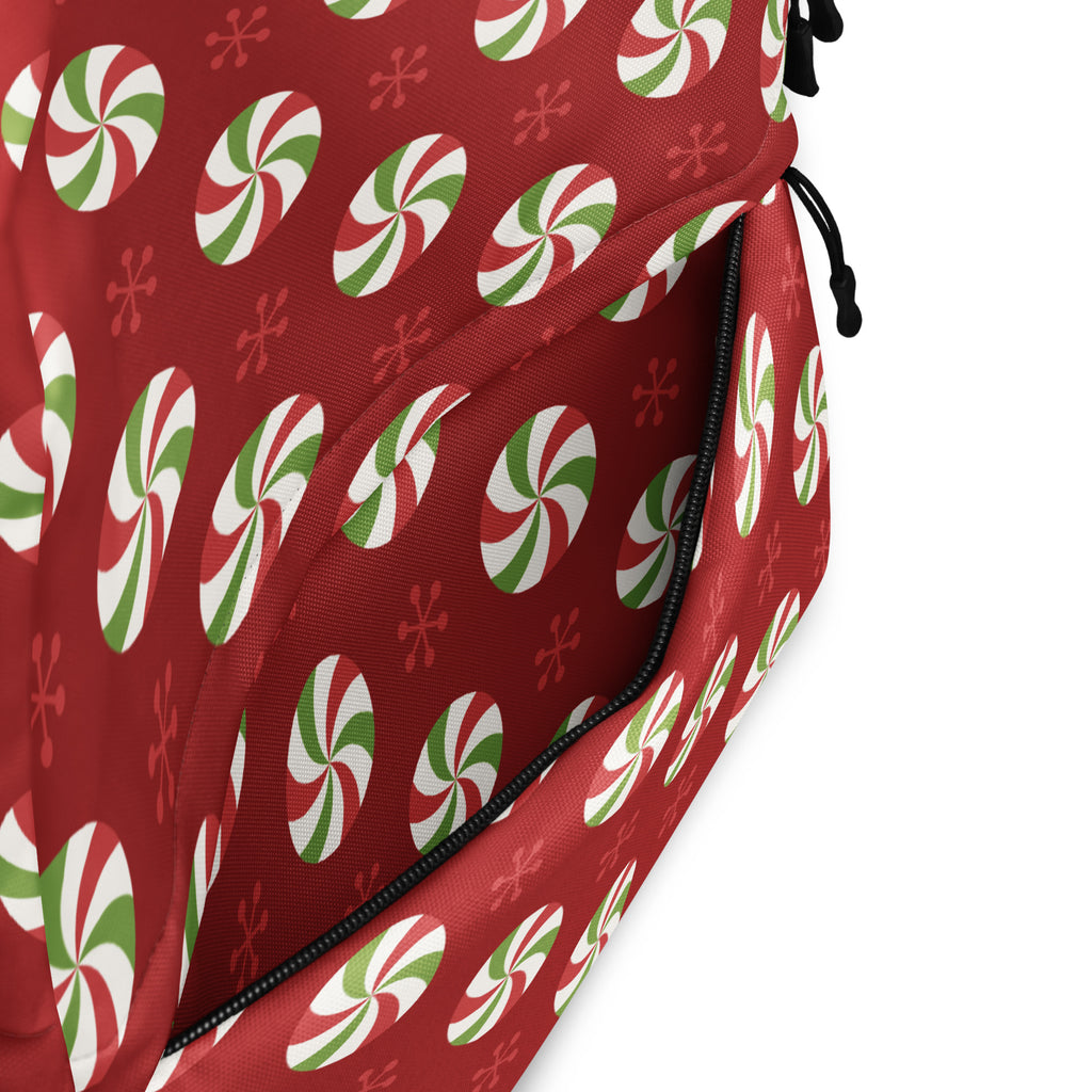 Kids Peppermint Christmas Backpack - Water-Resistant School Bag With Adjustable Padded Straps & Breathable Mesh Back