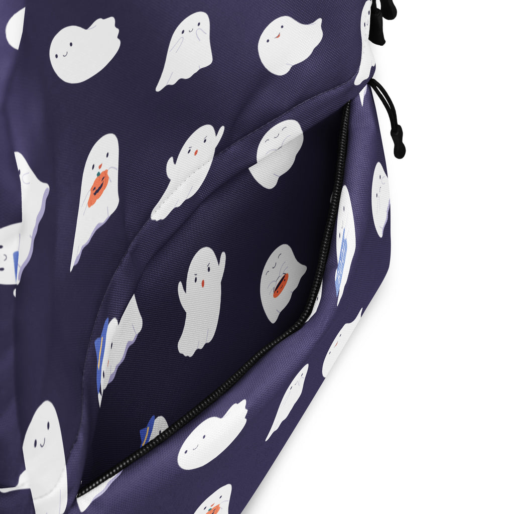 Girls Purple Ghost Halloween Backpack - Water-Resistant School Bag With Adjustable Padded Straps & Breathable Mesh Back