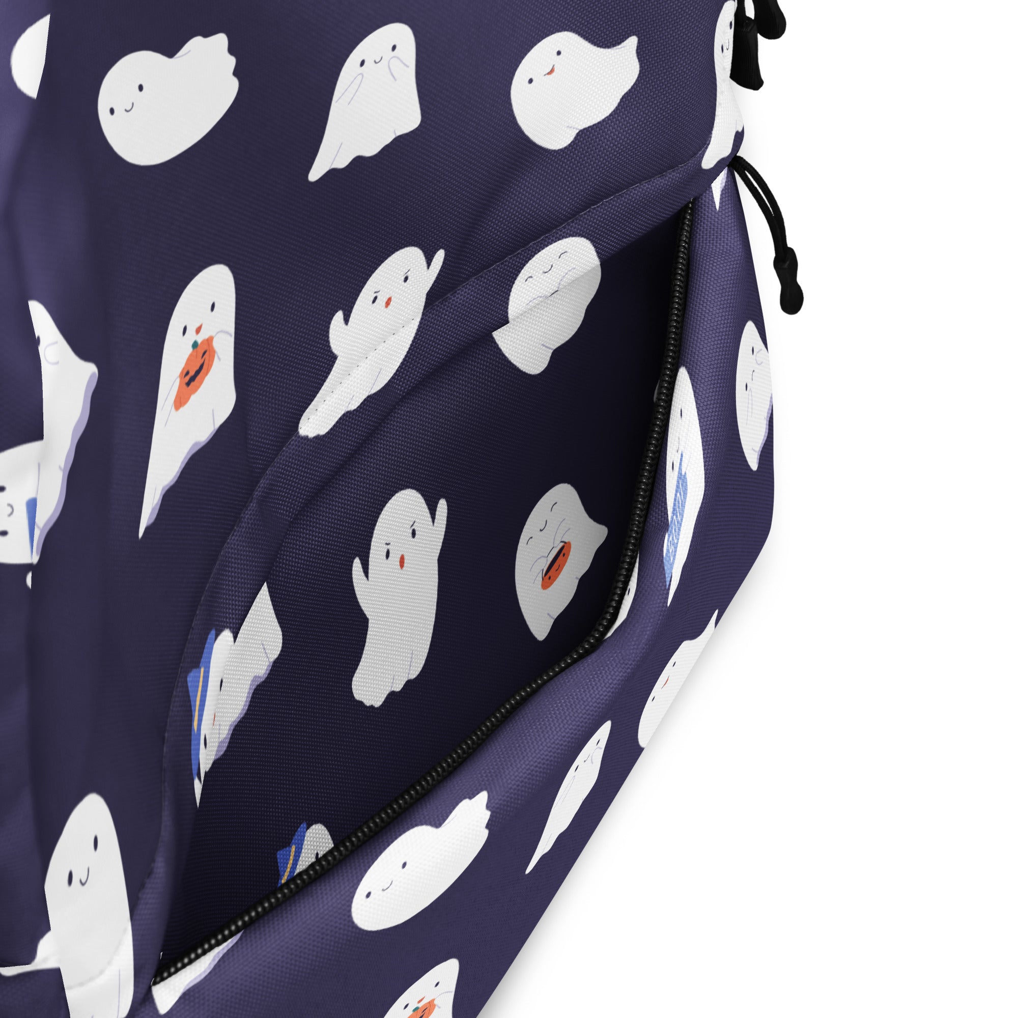 Girls Purple Ghost Halloween Backpack - Water-Resistant School Bag With Adjustable Padded Straps & Breathable Mesh Back