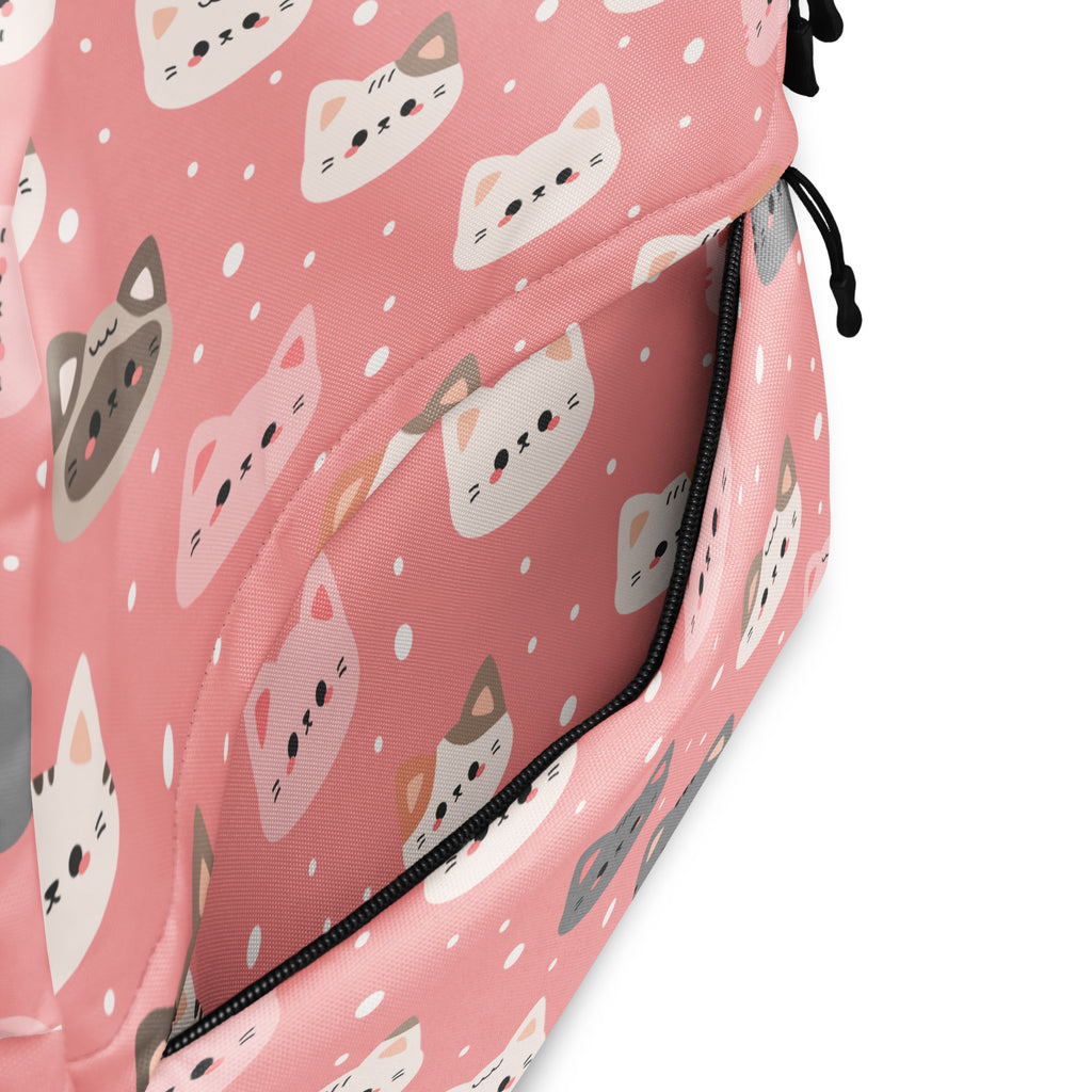 Girls Pink Cat Backpack - Water-Resistant School Bag With Adjustable Padded Straps & Breathable Mesh Back